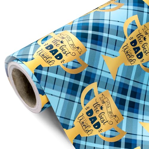 WRAPAHOLIC Father's Day Wrapping Paper - Mini Roll - 17 Inch X 33 Feet - You Are the Best Dad in the World Design for Party, Holiday