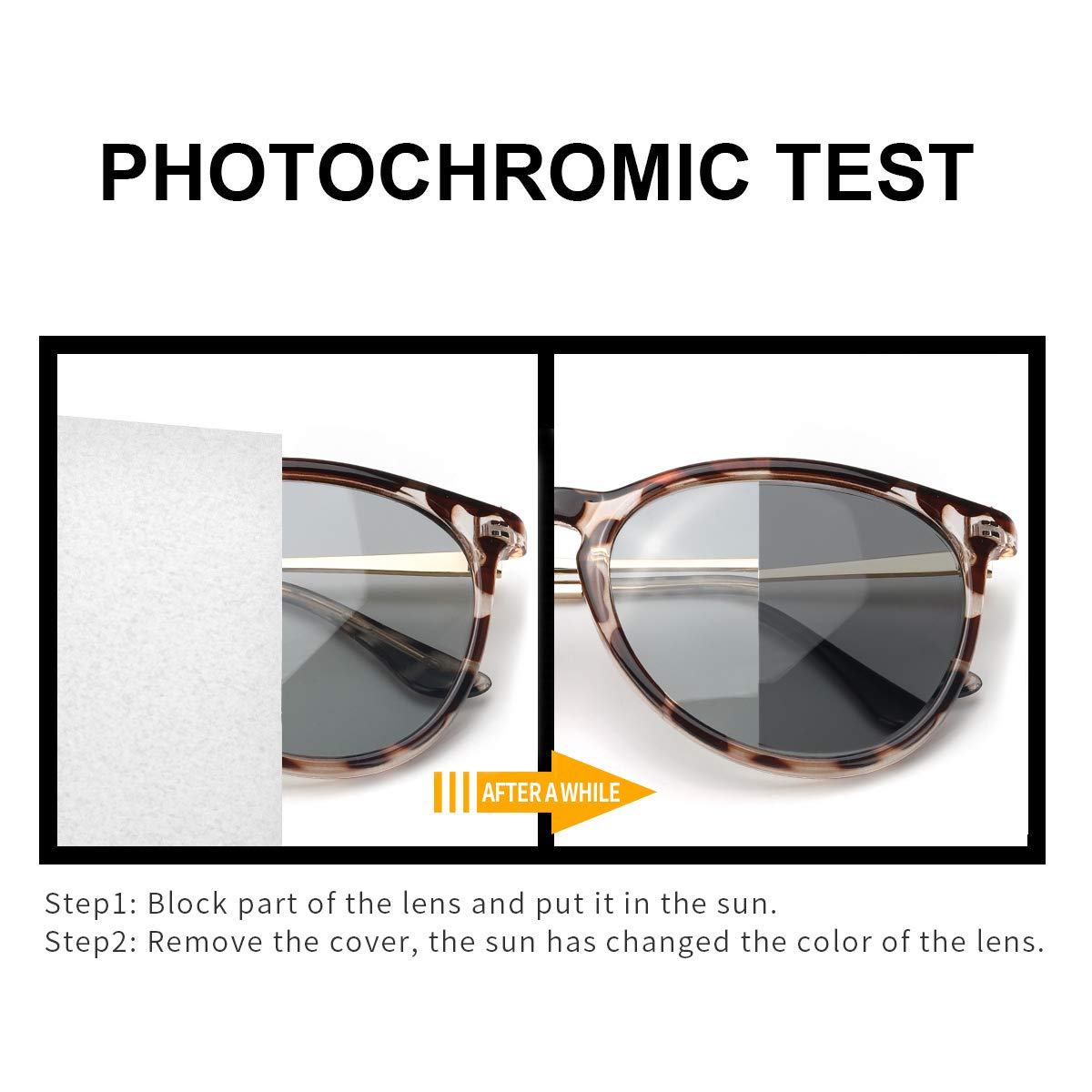 TJUTR Photochromic Sunglasses for Women Men, Day & Night Driving Safety Glasses with Polarized UV Protection