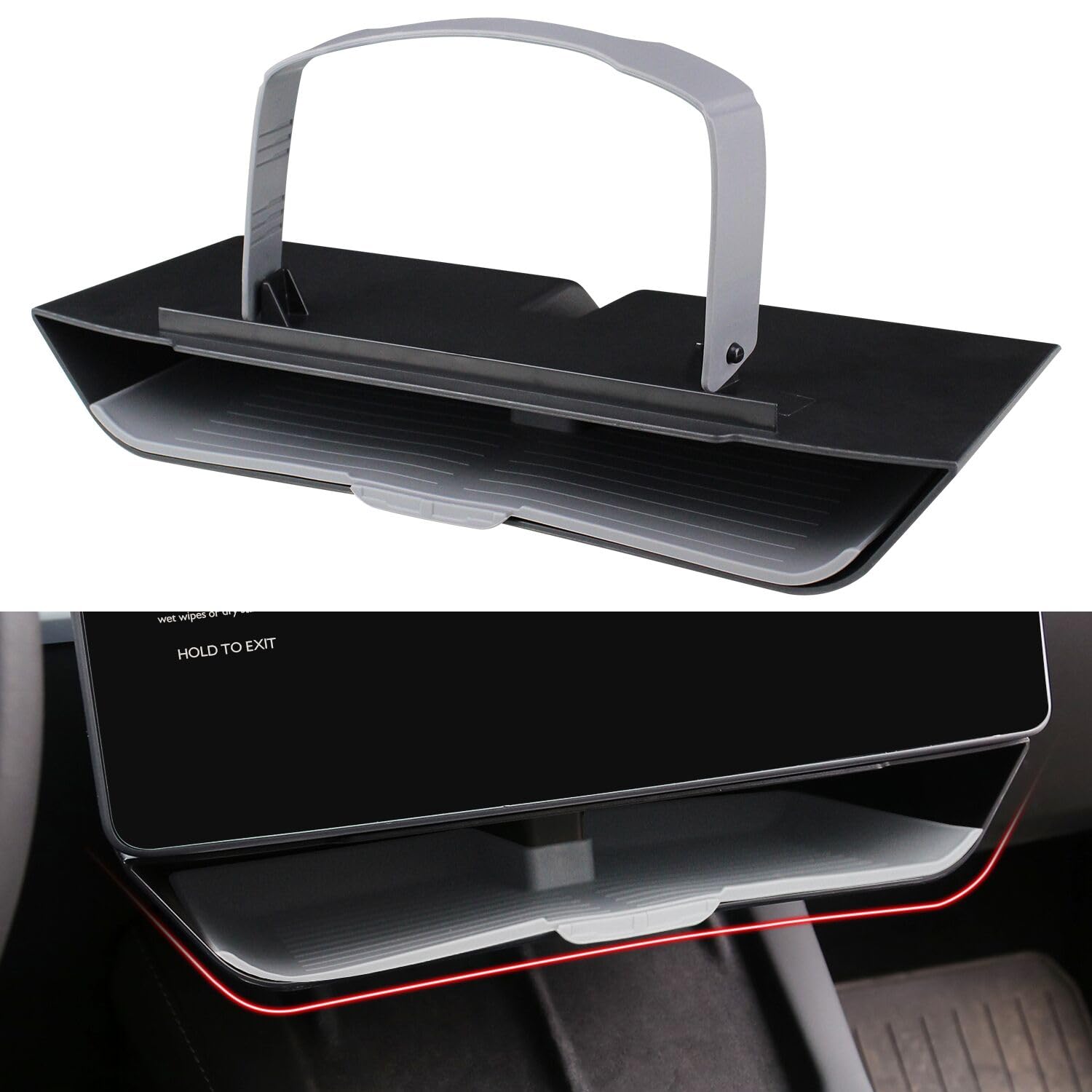 Farmogo Center Console Organizer Tray Under Screen Storage Box Silicone Non-Slip Dashboard Organizer Box No Adhesive No Need to Drill Holes Compatible with Tesla Model Y/3 Interior Accessories