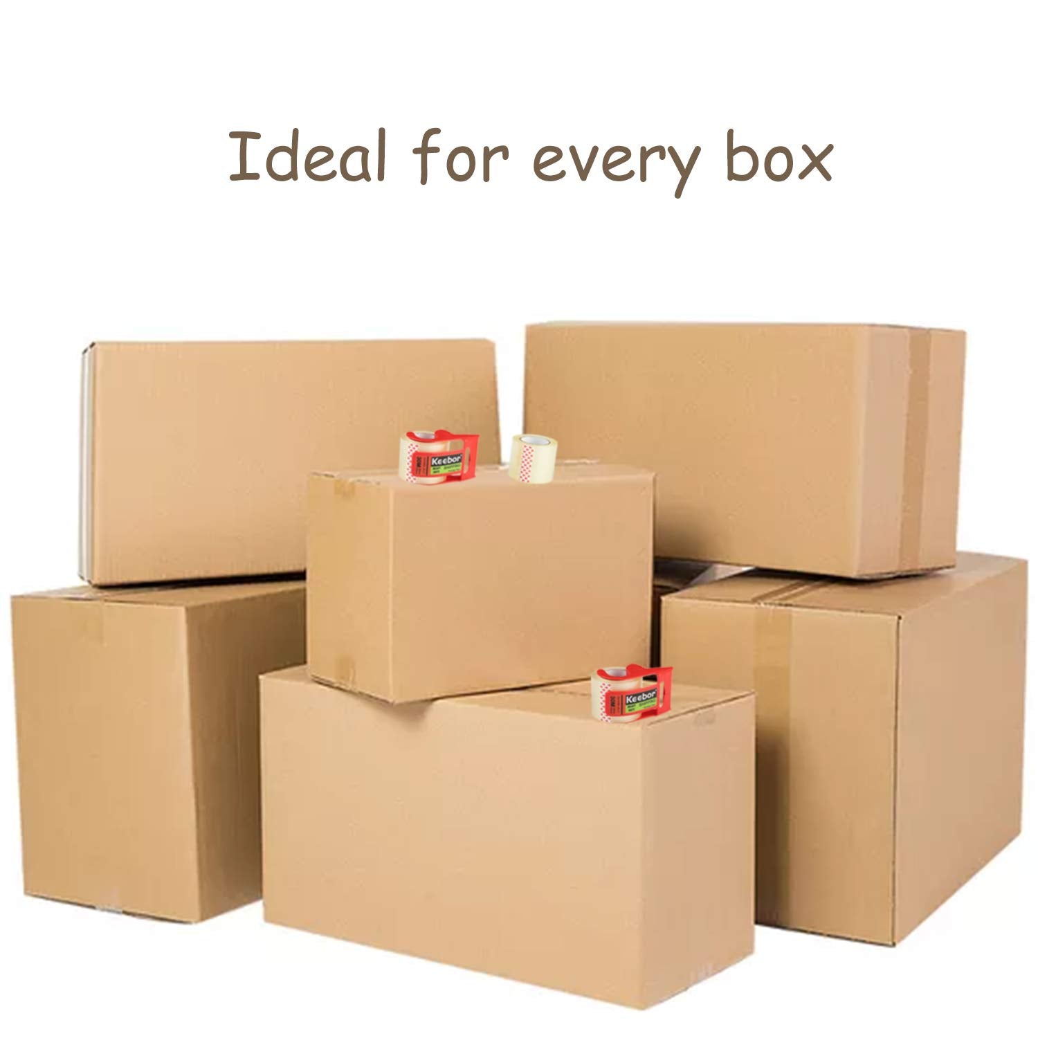 Packing Tape with Dispenser, 12 Rolls Clear Shiping Package Tape, 2'' x 32.8 yd, 1.5'' Core, Designed for Packing, Shipping & Mailing