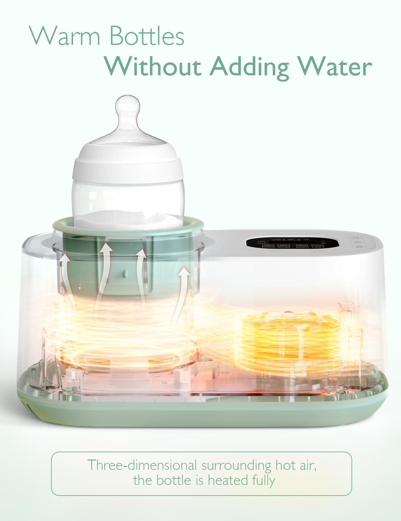 Momcozy Waterless Bottle Warmer with Shake Function - Safer for Baby, Wash Free, 4 Temp Settings, Surrounding Hot Air Heating Breastmilk Evenly to Ideal Temp - Baby Bottle Warmer for Safe Heating