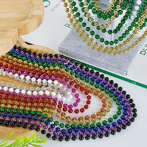 100PCS Mardi Gras Beads, Mardi Gras Beads Party Favors, Purple 33" Bead Toy Necklaces Costume Bulk, Festival Parade Throw Accessories for Halloween Mardi Gras Wedding Birthday Celebrations Decor