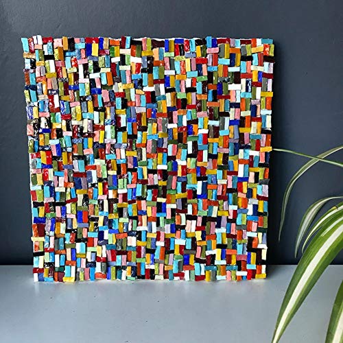 Lanyani 400 Pieces/17.6oz Rectangle Mosaic Tiles Stained Glass for Crafts and Home Decorations Assorted Colors Textures …