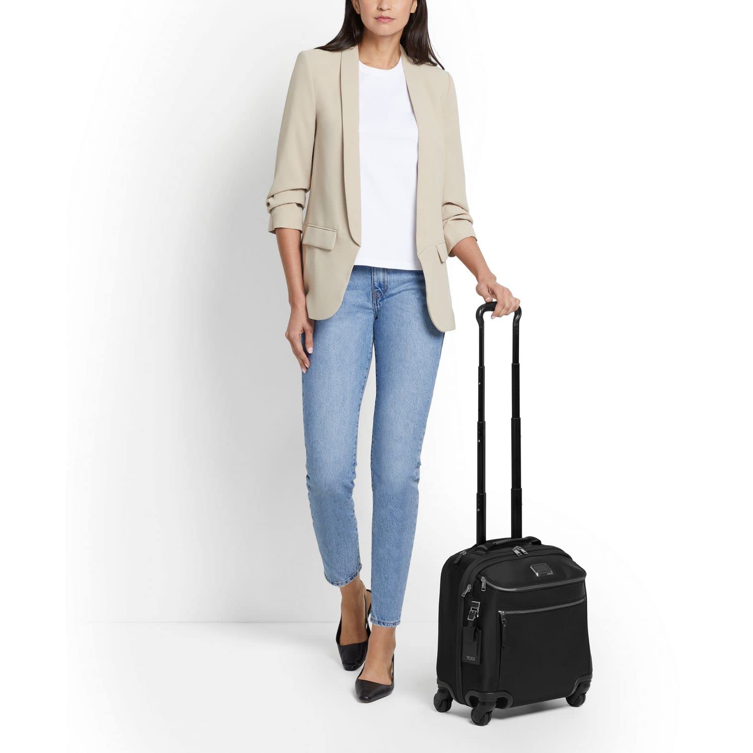 TUMI - Voyageur Oxford Compact Carry-On - Travel Suitcase with Wheels - Lightweight Luggage for Women - TUMI Tracer - Black/Gunmetal
