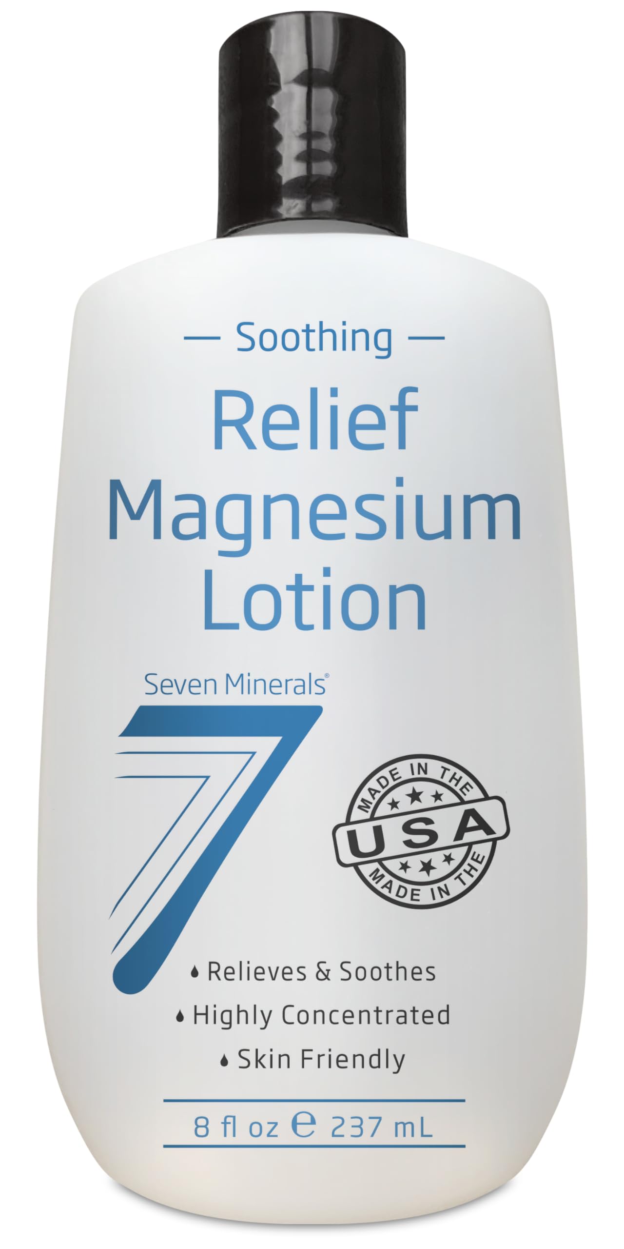Seven Minerals Magnesium Lotion for Soothing Relief & Relaxation - Highly Concentrated Magnesium for Better Sleep, Feet & Joint Care. Non-Greasy Lotion with Skin Friendly Ingredients - 8 fl oz