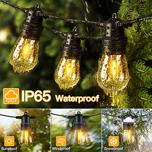 Ccinny 11 S14 LED Outdoor String Lights Waterproof with Dimmer,Dusk to Dawn Patio Lights for Outside with Remote(19Ft), Shatterproof Bulbs(1 Spare) Hanging Lights with Timer for Porch,Garden