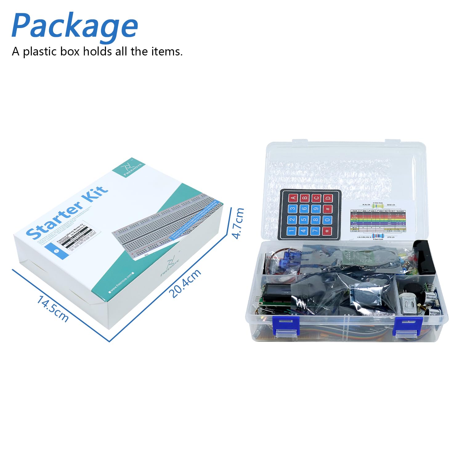 Freenove Ultimate Starter Kit for Raspberry Pi 5 4 B 3 B+ 400 Zero 2 W, 962-Page Detailed Tutorial, Python C Java Scratch Processing Code, 223 Items, 128 Projects (Raspberry Pi NOT Included)