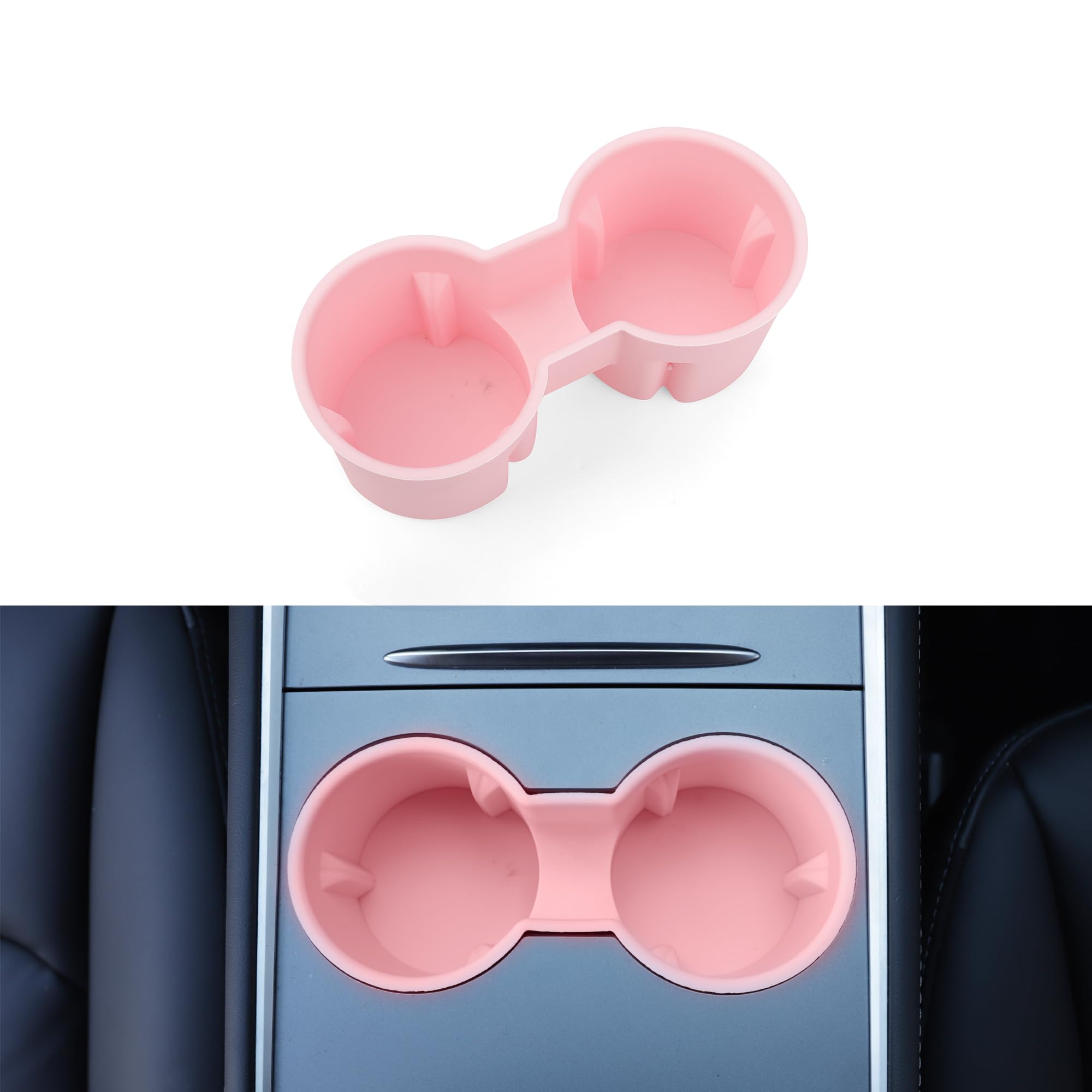 TOPABYTE 3PCS Tesla Cup Holder Insert, Screen Edge Protector Frame, Center Console Wireless Charger Mat Silicone Model 3 Model Y Accessories 2021-2023, Not for Model 3 Highland, Pink