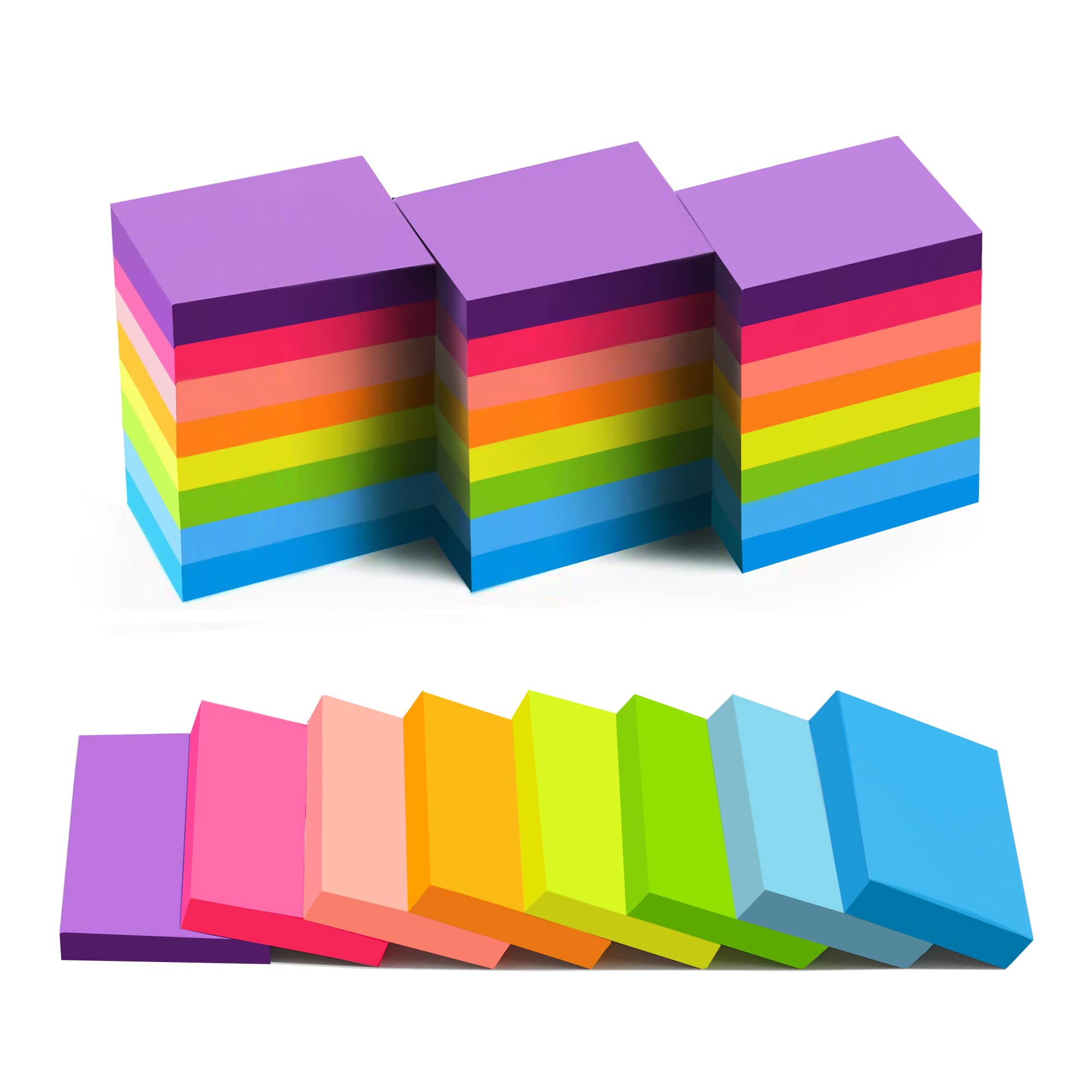 (24 Pack) Sticky Notes 1.5x2 in, 8 Colors Post Self Sticky Notes Pad Its, Bright Post Stickies Colorful Sticky Notes for Office, Home, School, Meeting, 75 Sheets/pad