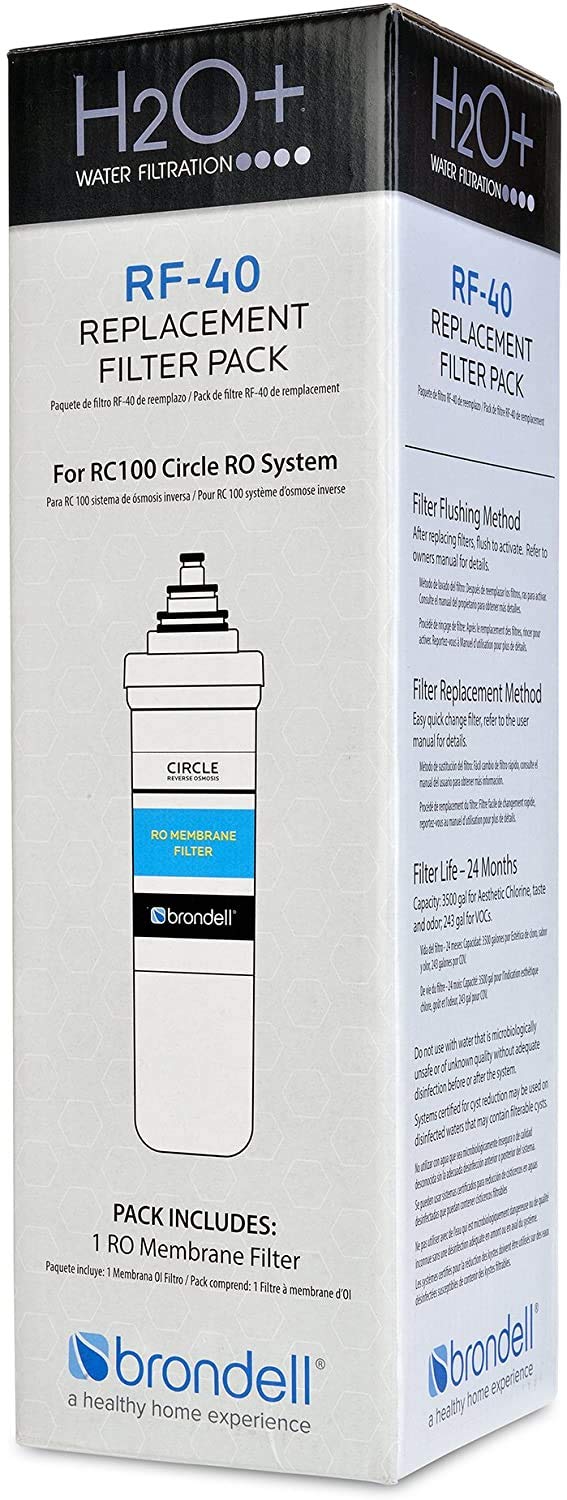 Brondell RF-40 Membrane Water Filter Replacement for Circle Under Sink Reverse Osmosis Filtration System, Lasts 6 Months