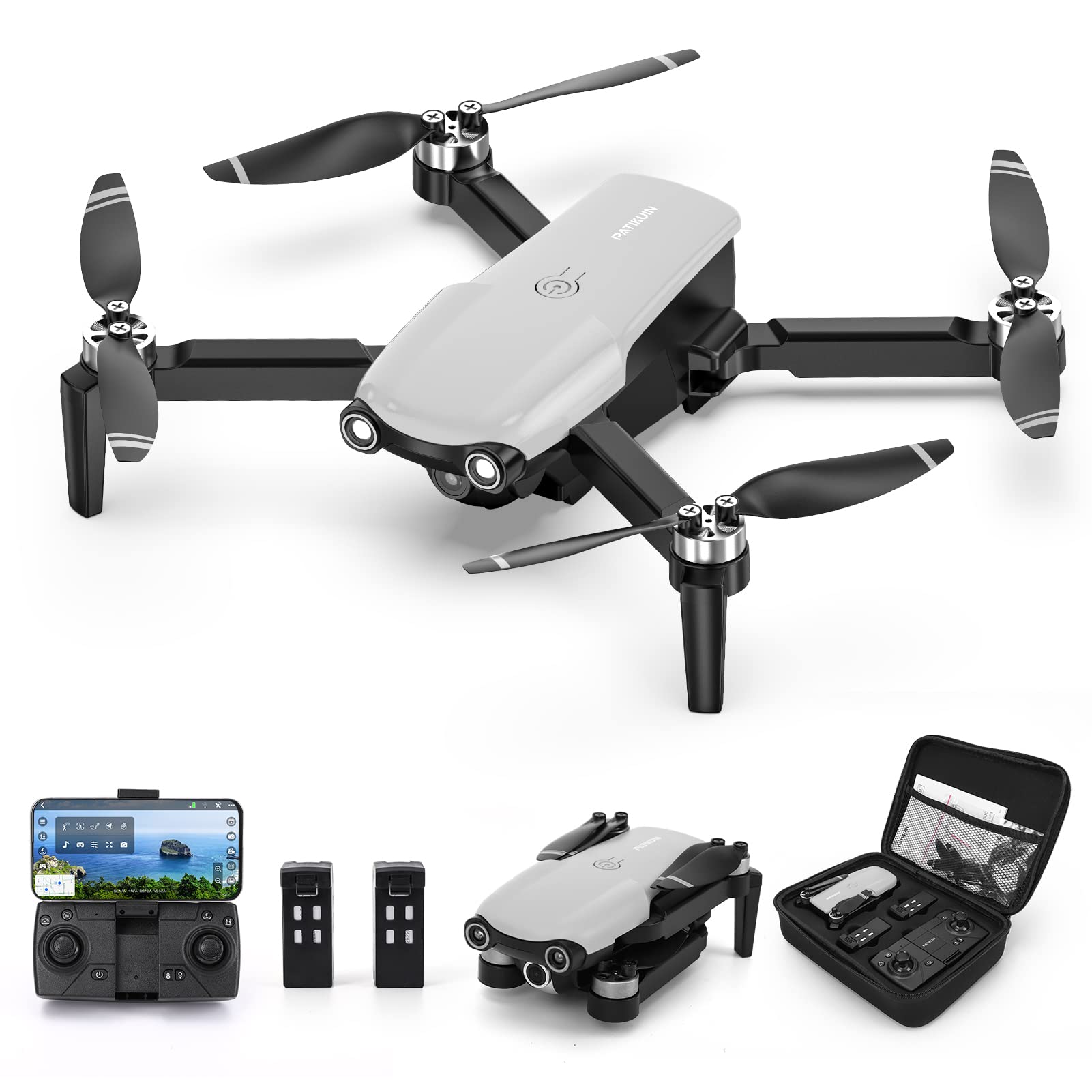 Drone with Camera for Adults, 2K Foldable Drones for Beginners, RC Drone Toys Gifts with Brushless Motor, RC Quadcopter Circle Fly Follow Me Gesture Control