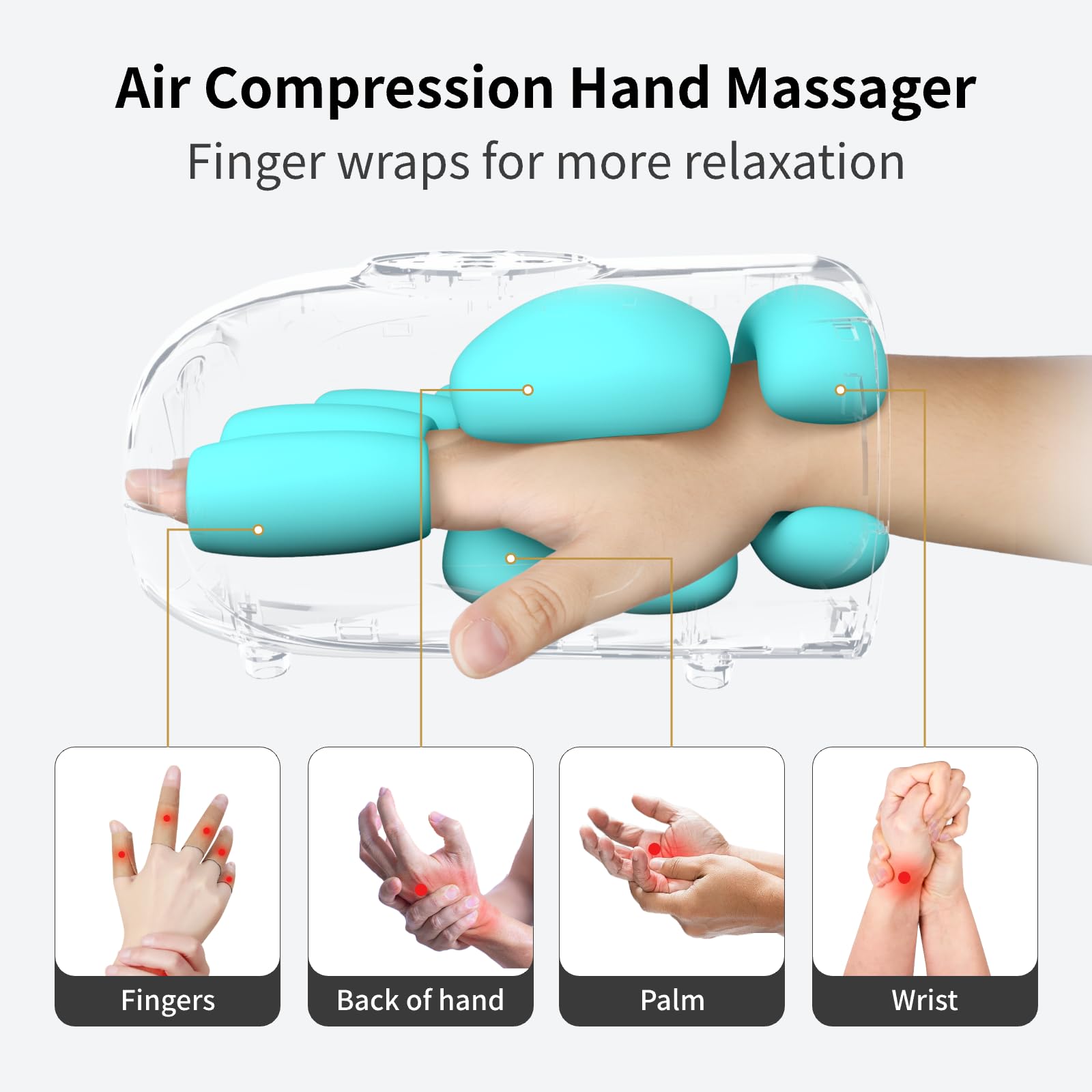 FIT KING Cordless Hand Massager with Compression & Heating, Fingers Wrap Massage for Arthritis Pain and Carpal Tunnel, Large Space for Both Men and Women, Ideal Gift