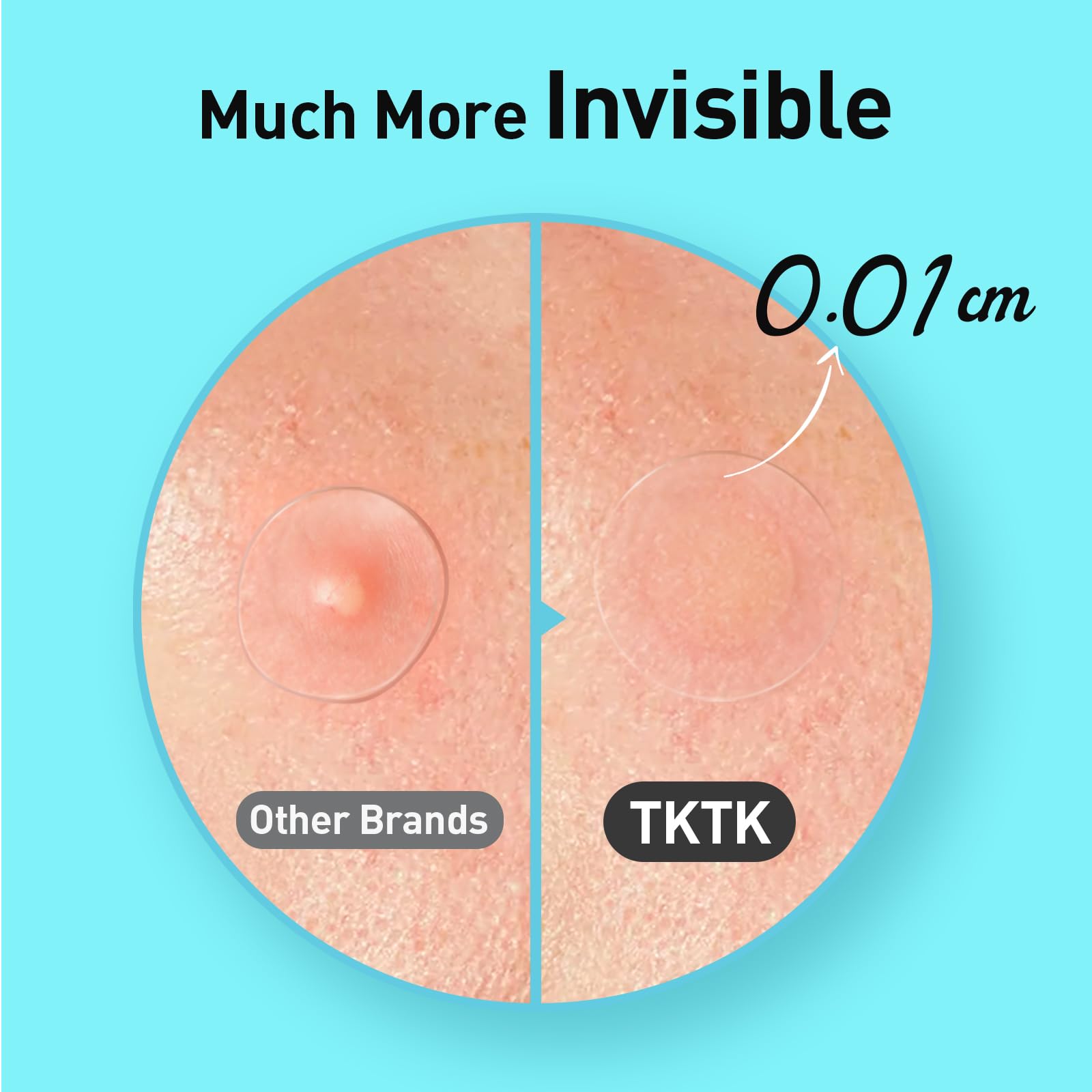 TKTK Pimple Patches, 12 mm Invisible Acne Patches for Face with Salicylic Acid, 0.01cm Extra Thin Outer Edge, Hydrocolloid Zit Patch for Pustule, Whitehead, Cystic Acne Spot, 48 Count