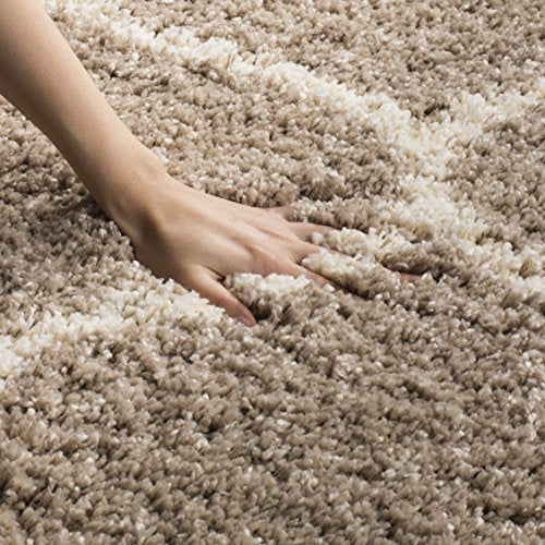 SAFAVIEH Hudson Shag Collection Area Rug - 9' x 12', Grey & Ivory, Moroccan Ogee Trellis Design, Non-Shedding & Easy Care, 2-inch Thick Ideal for High Traffic Areas in Living Room, Bedroom (SGH280B)