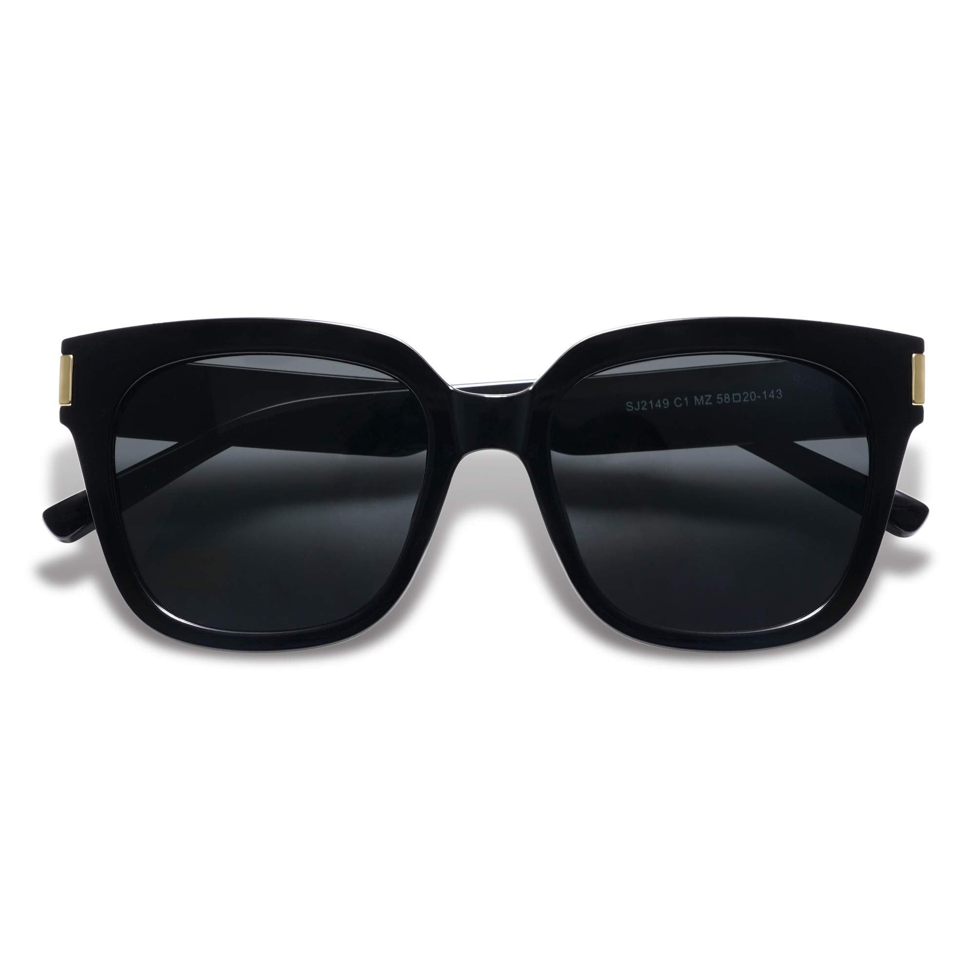 SOJOS Polarized Sunglasses for Women Men Trendy Square Glasses SJ2149 with Black Frame/Grey Lens