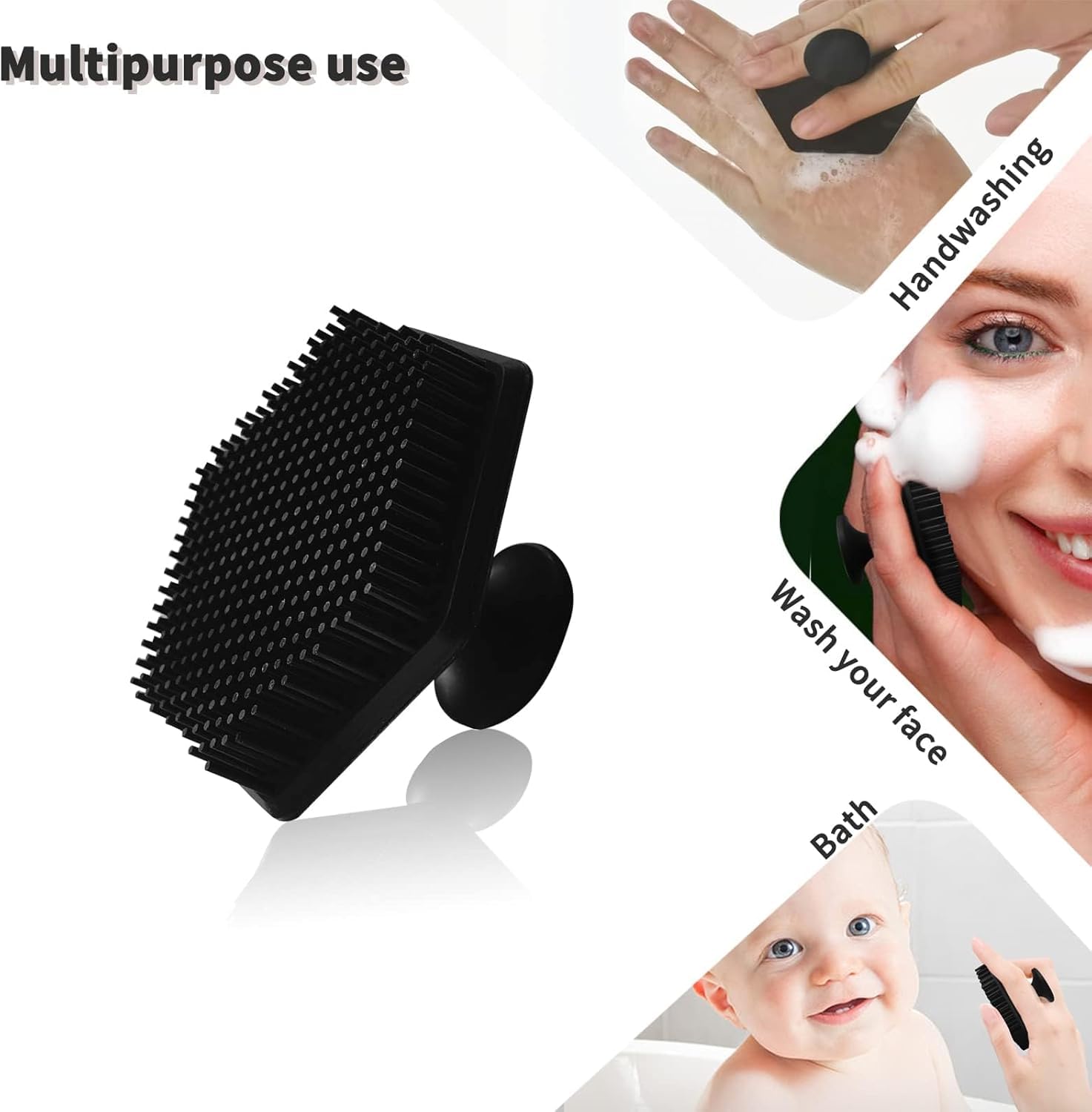 VWMYQ Face Scrubber, Silicone Face Scrubber for Men, Gentle Exfoliator Pad & Massager, Facial Cleansing/Wash Brush - Removes Dead & Dry Skin（Black）