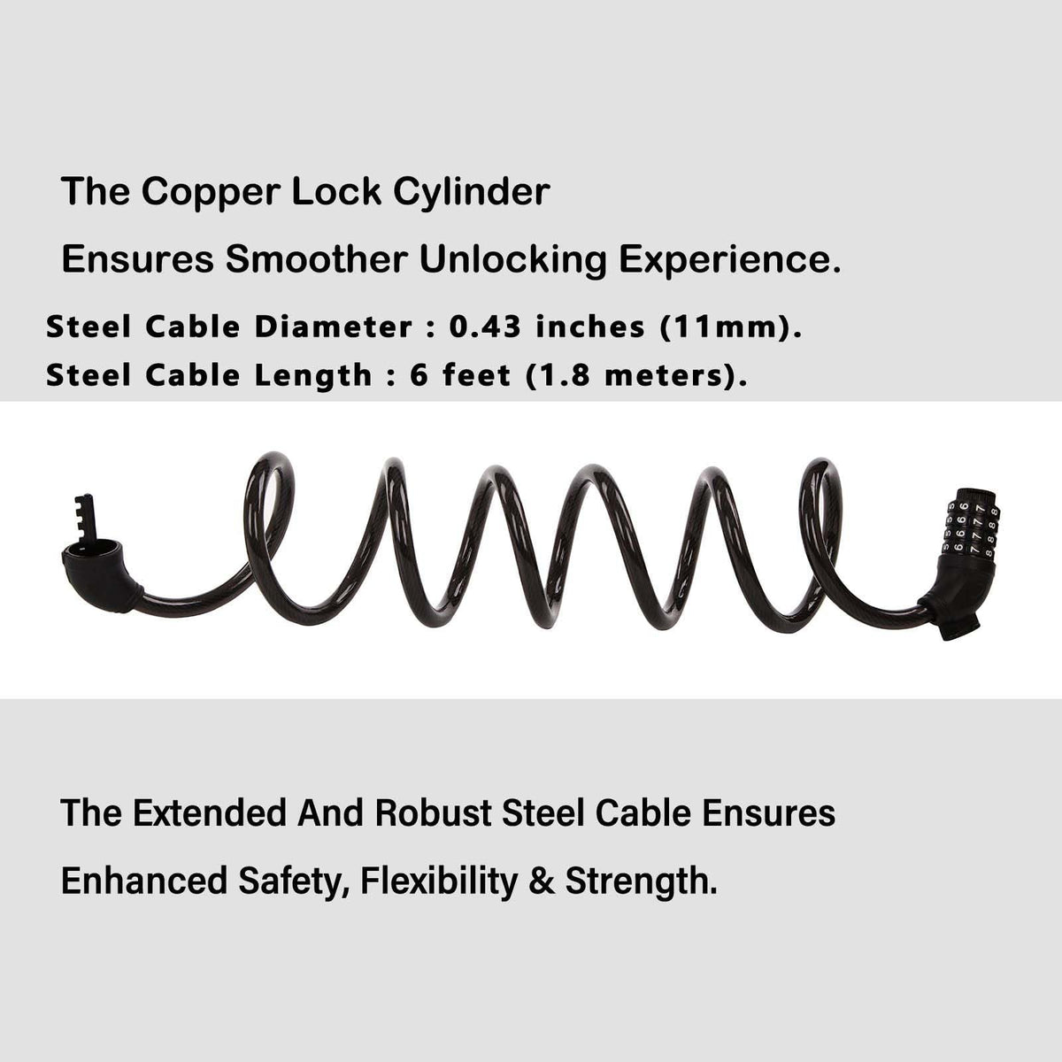 SEPOX® 2Pcs Pack 6FT Extra Long Cable Combination Bike Locks, 4 Digits Retractable Security Lock, 12mm Heavy Duty Anti Theft Anti Rust Cable for Bicycle, Scooter, Gate, Outdoor Equipment, Weatherproof
