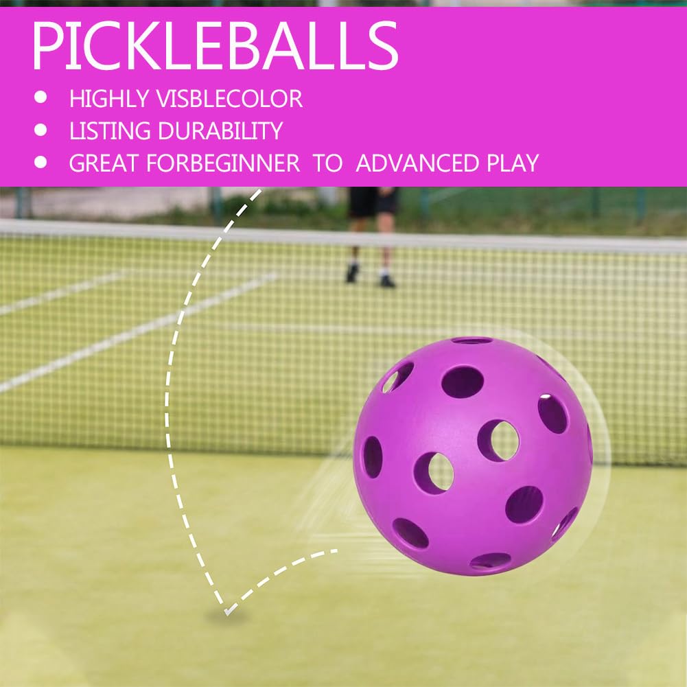 Spunspon 6 Pack Sports Outdoor Pickleballs - 40 Pickleball Balls - USA Pickleball Balls (USAPA) Approved - Official US Open Ball (Purple)