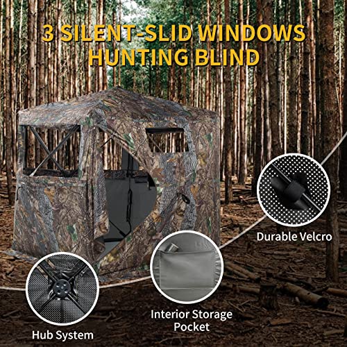 FUNHORUN Hunting Blind 270 Degree See Through Ground Blind for Deer Hunting, 2-3 Person Pop-up Hunting Deer Blind, Portable Hunting Blind for Deer Hunting Turkey Hunting...
