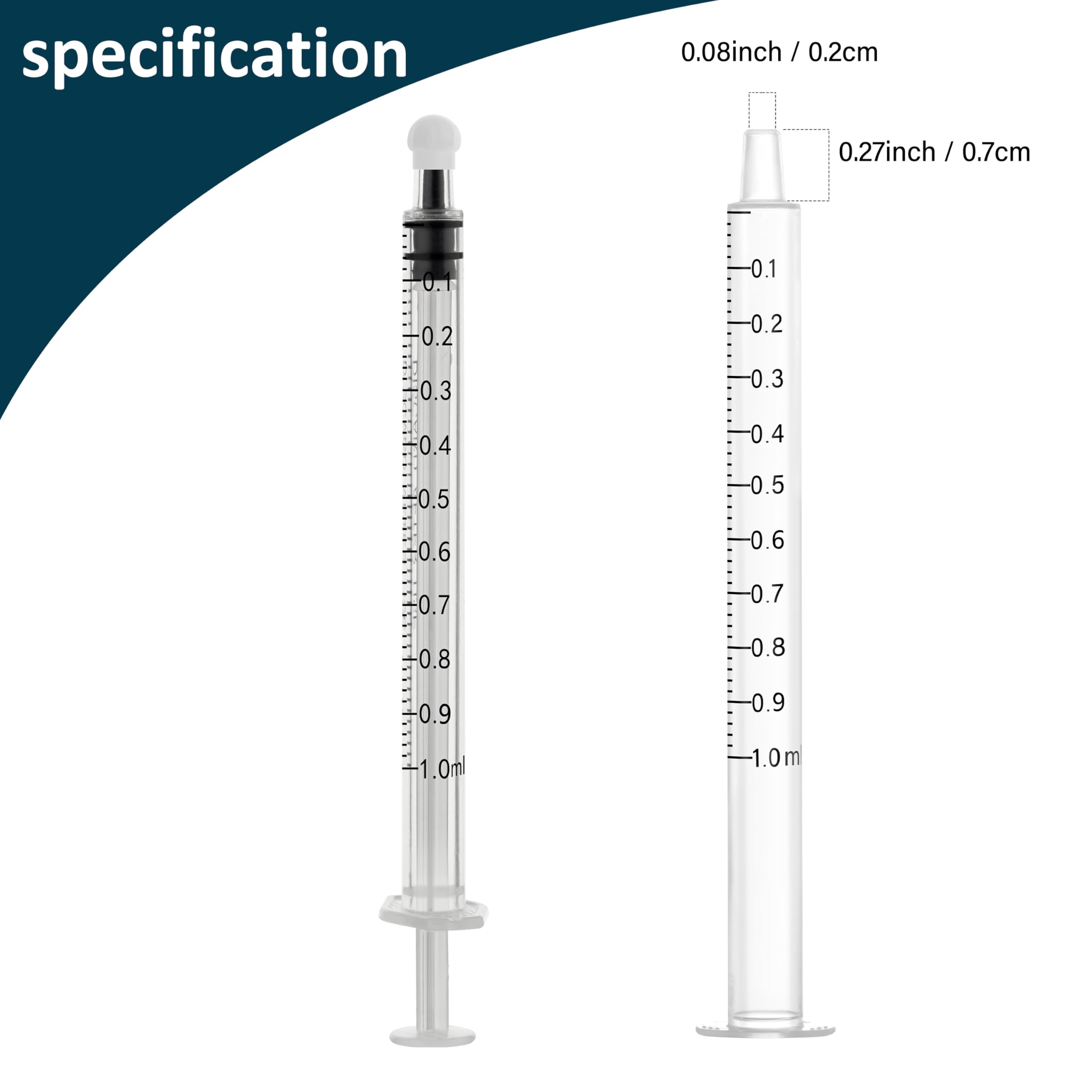 20Pack 1ml/cc Syringe for Liquid with Caps - Liquid Measuring Syringe - Syringes Tools for Scientific Labs, Feeding - Individually Sterile Sealed