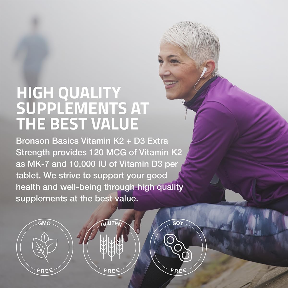 Bronson Vitamin K2 (MK7) with D3 Supplement Extra Strength 2 in 1 Support, 10,000 IU Vitamin D3 & 120 mcg K2 MK-7, 120 Tablets