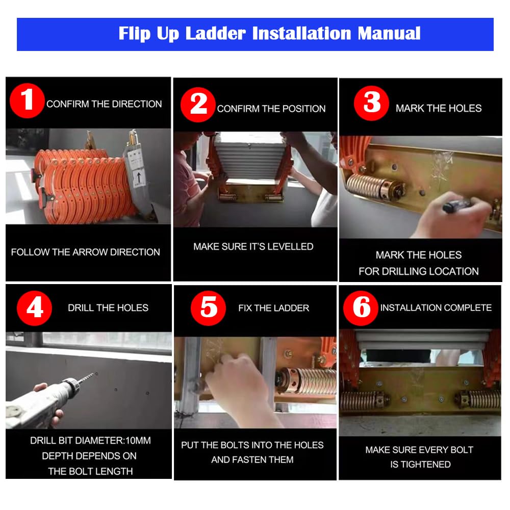Black Folding Ladder Extension Loft Stairs Narrow Wall-Mounted Attic Loft Stairs Attic Stairs 8.2-9.8ft Vertical Height Pulldown Wall Telescopic Fold Ladder 21.2x5.5in Size, 10+2=12 Steps