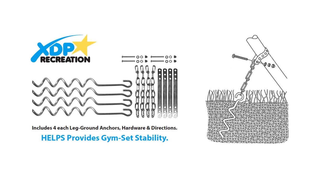 XDP Recreation 70113 Swing Set, Trampoline, & Patio Furniture Metal Ground Anchor Kit Hardware,Bronze