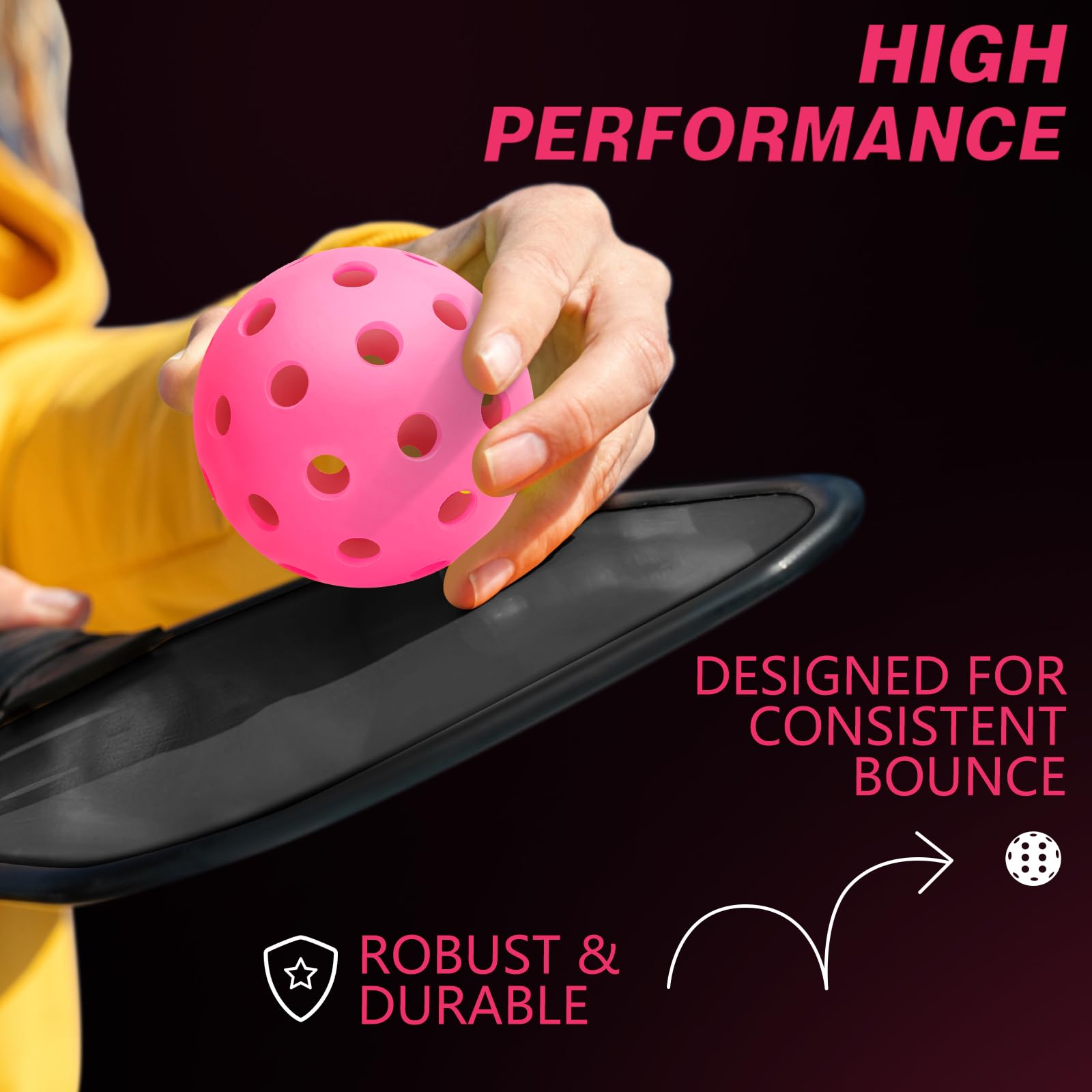 TZWAY Indoor and Outdoor Pickleball Balls - USAPA Approved - X-40 Pickleball Balls - High Elasticity & Durable - 8 Pack Pink