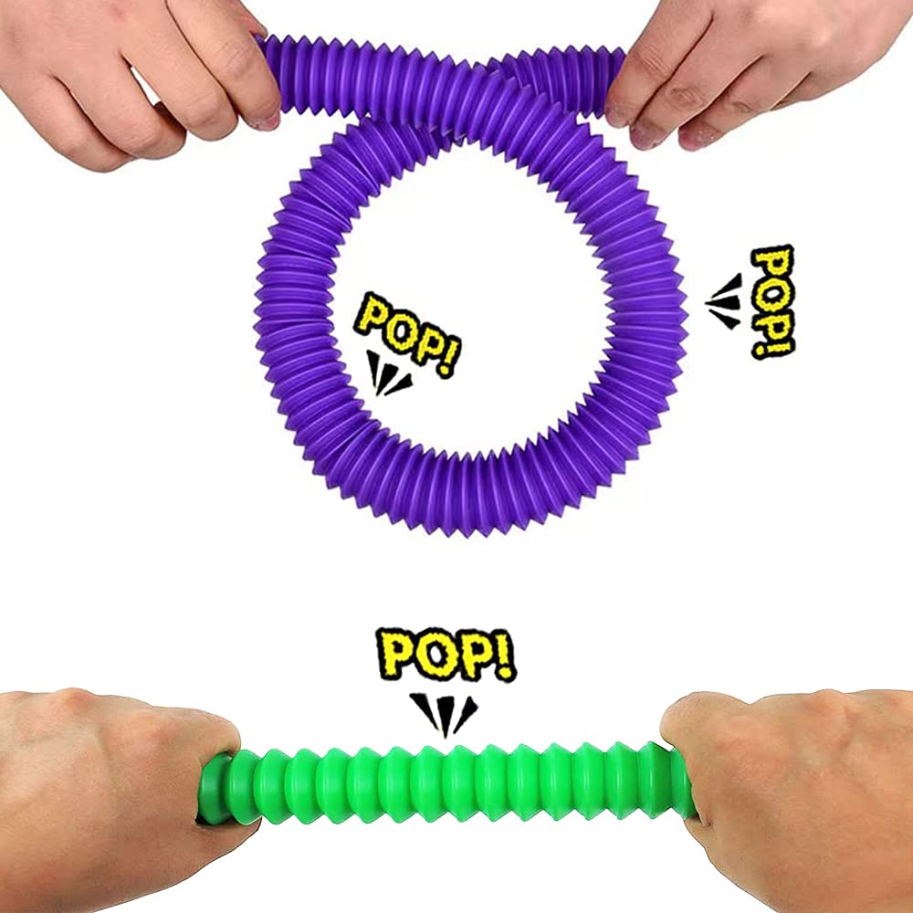 Pop Tubes, 14Pack Pop Tube Fidget Toys for Kids and Sensory Toys for Children and Adult, Fidget Tubes for Stress and Anxiety Relief, Learning Toys for Toddlers