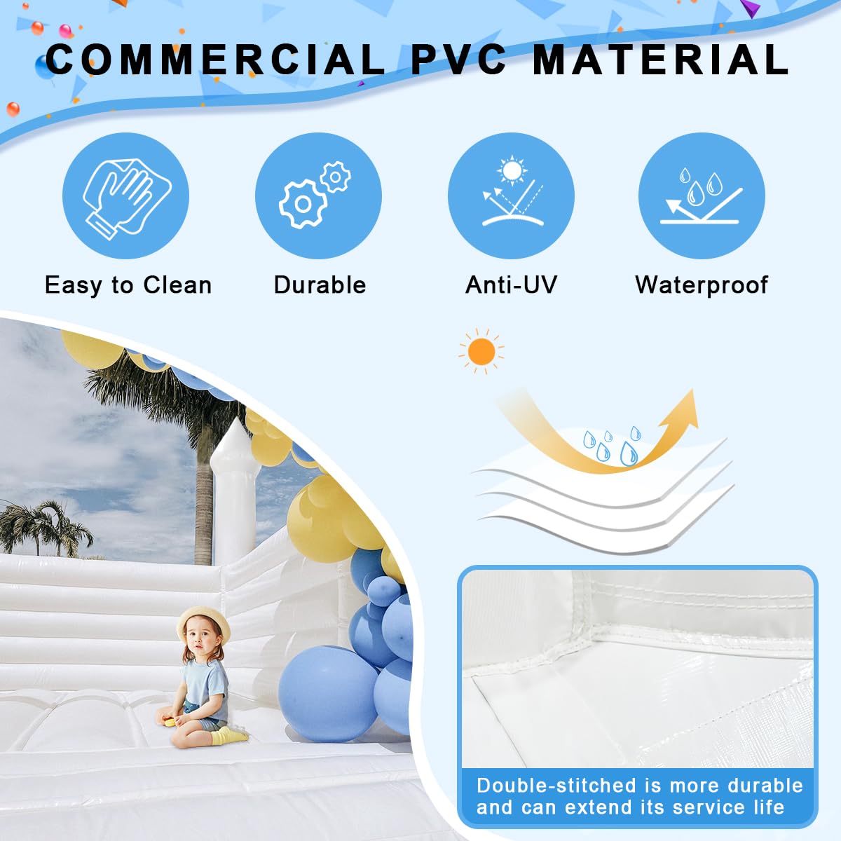 Hmtaolife 13x13x10ft PVC Commercial Grade Inflatable Jumping Castle for Party with 950w Air Blower, Durable and Easy to Set up, for Wedding, Birthday Parties Decorations
