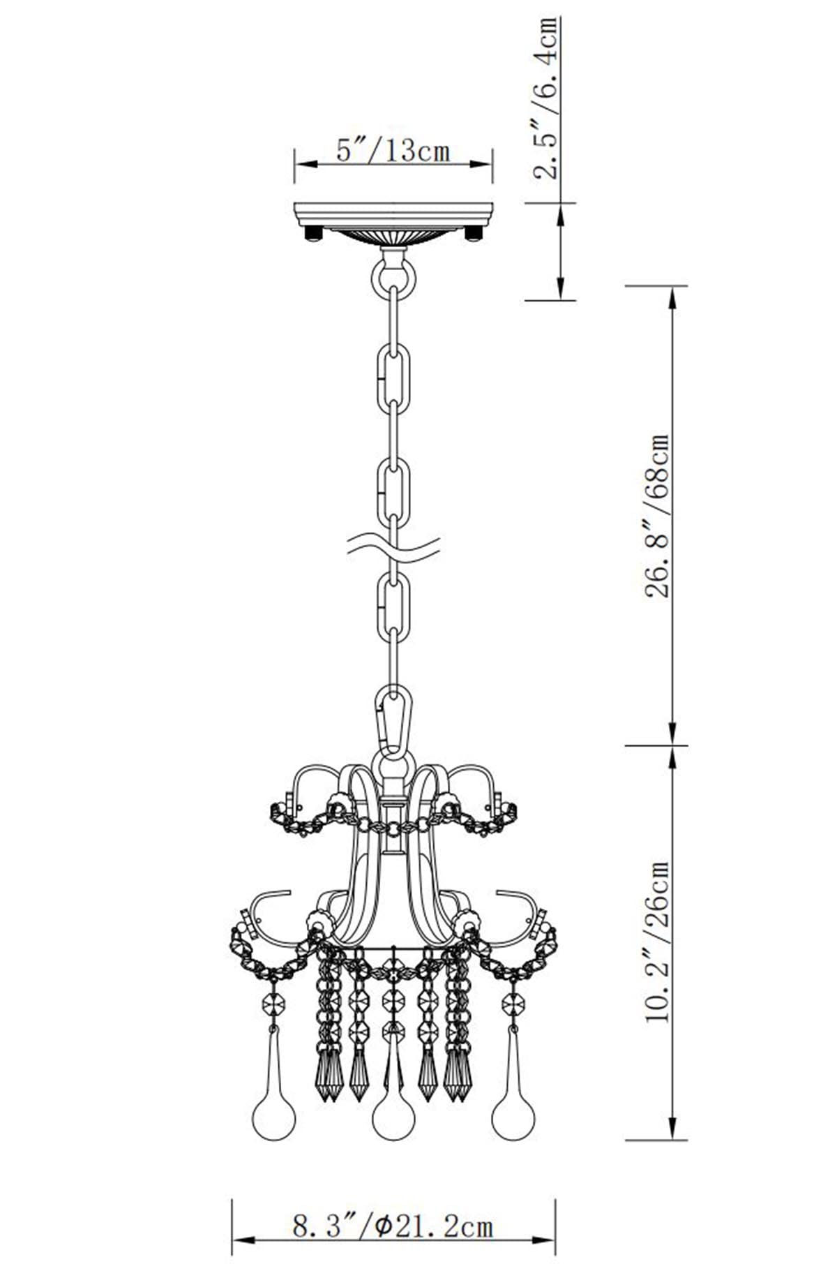 Mini Style Crystal Chandelier Pendant Light White,1-Light