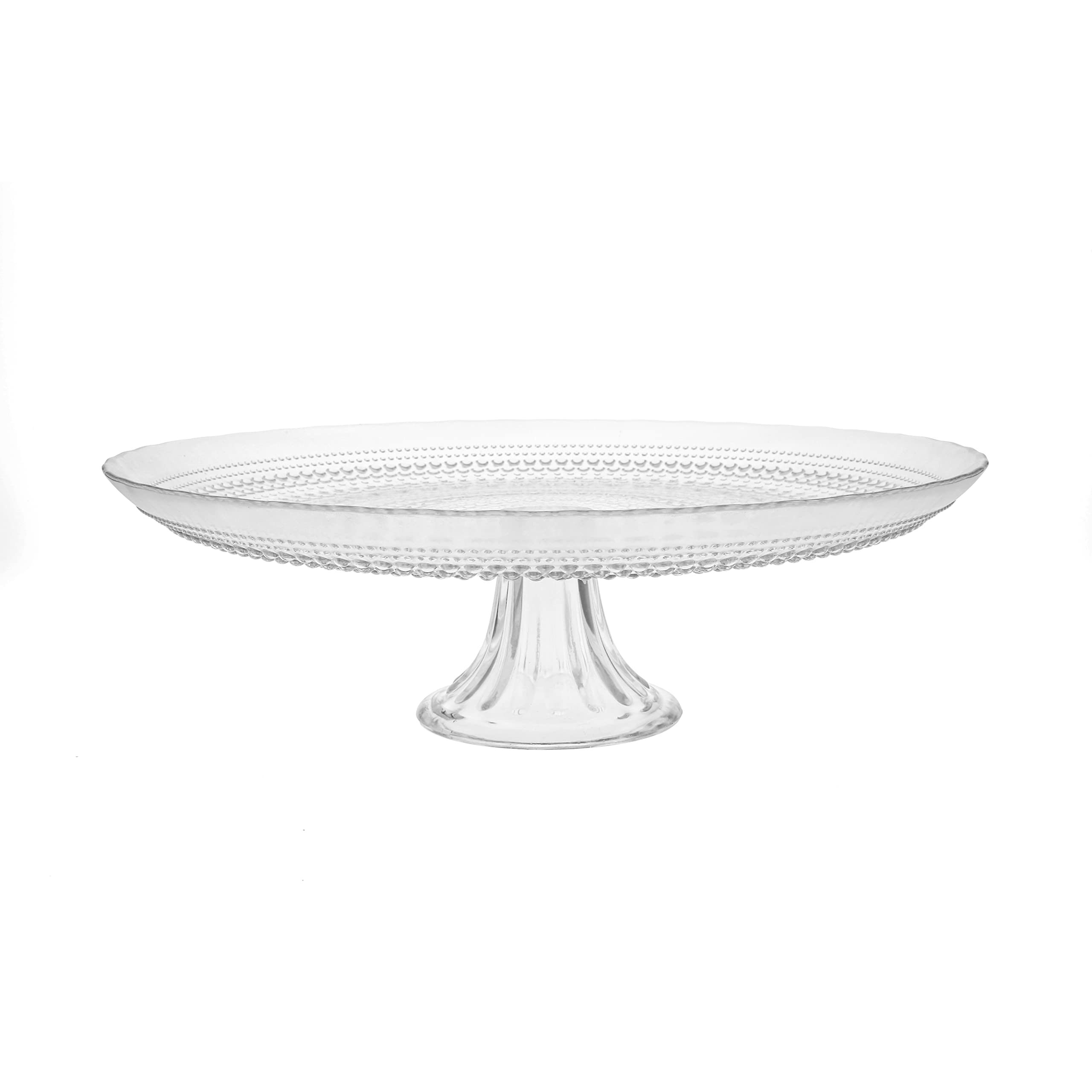 Fortessa Jupiter Beaded Hobnail Glass, 13 Inch Cake Stand, Clear