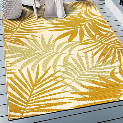 Rugshop Kahului Floral Reversible Crease-Free Waterproof Premium Recycled Plastic Outdoor Rugs for Patio,Backyard,RV,Deck,Picnic,Trailer,Beach,Camping Multi 3' x 5'