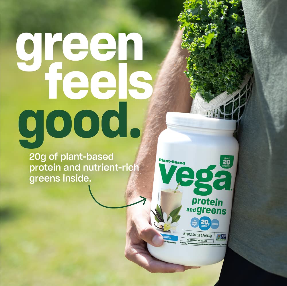 Vega Protein and Greens Protein Powder, Berry - 20g Plant Based Protein Plus Veggies, Vegan, Non GMO, Pea Protein for Women and Men, 1.3 lbs (Packaging May Vary)