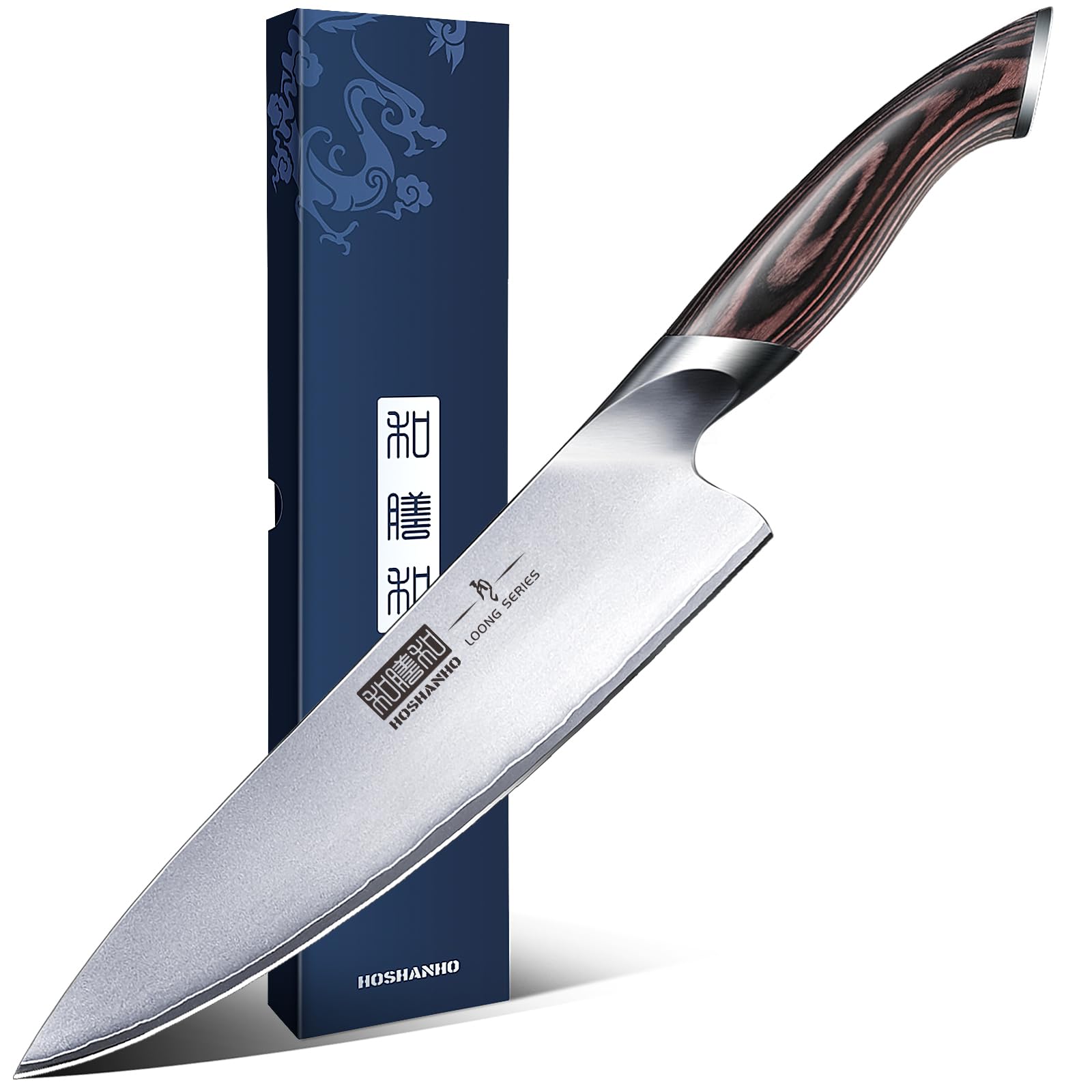 HOSHANHO Kitchen Knife in Japanese Steel AUS-10, High-Class Chef's Knife 8 inch Professional Cooking Knife, Non-slip Ultra Sharp Knife with Ergonomic Handle