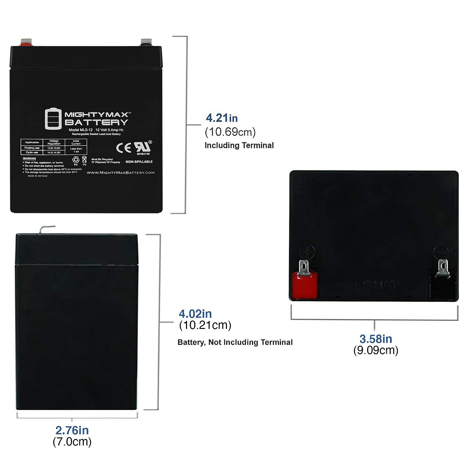 Mighty Max Battery 12V 5AH Battery Replaces Liftmaster 485LM Evercharge Back-Up