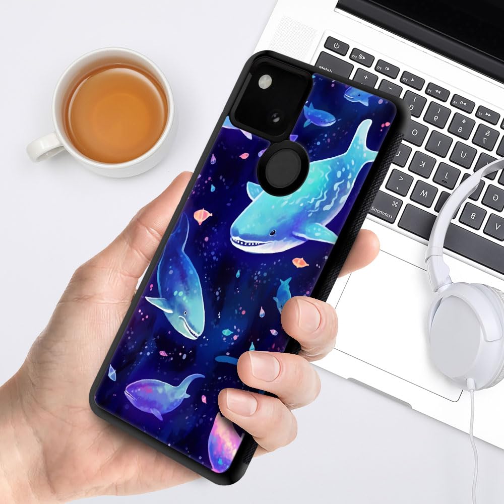 CARLOCA Compatible with Google Pixel 4A 5G Case,Corlorful Purple Shark Pattern Design for Girl Boy Shockproof Anti-Scratch Case for Google Pixel 4A 5G