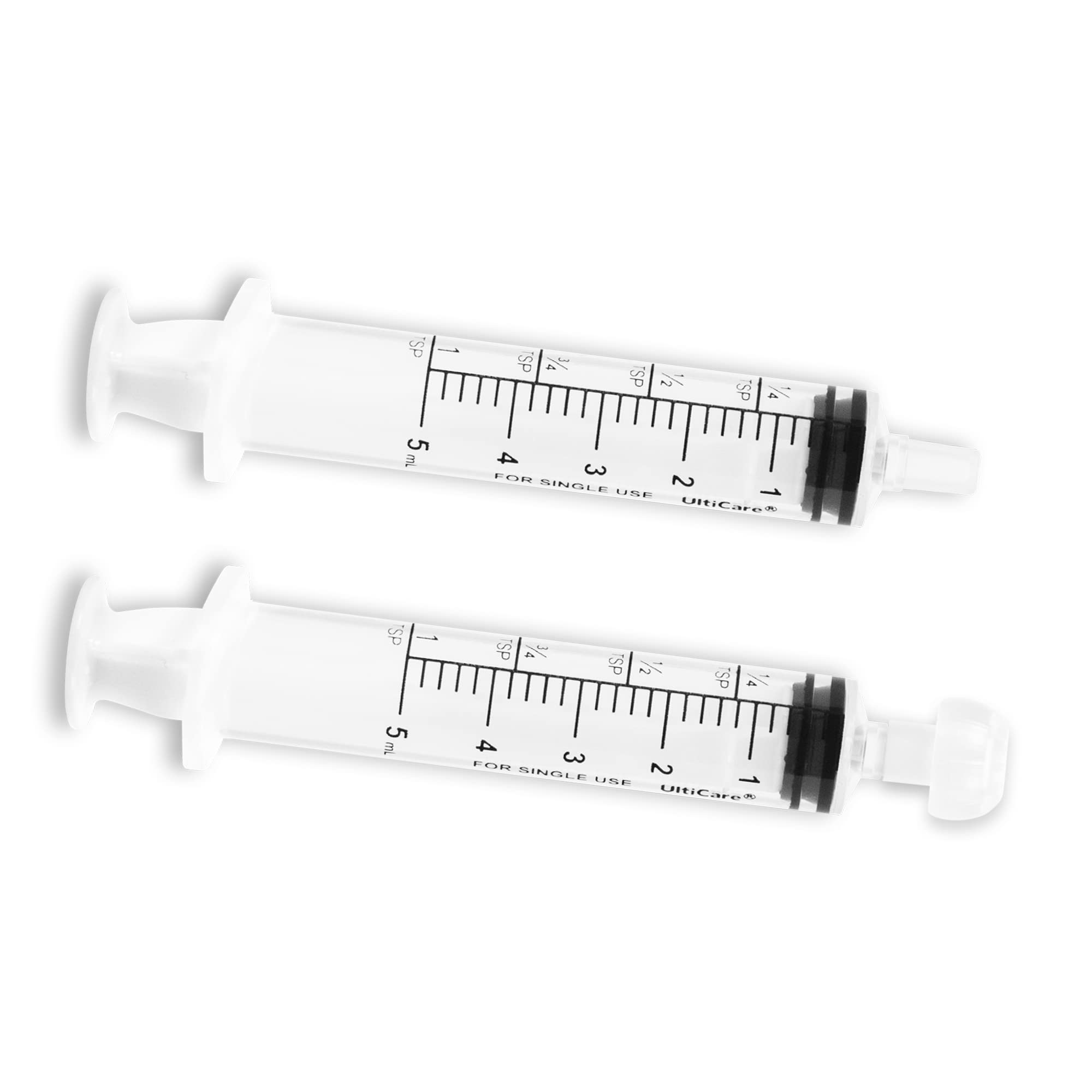 UltiCare 5mL (1 TSP) Oral Syringe – Uses Include Oral Administration of Medicine for Infants, Toddlers and Small Pets, and Small HH Projects. Oral Tip with Cap, Sterile Individually Wrapped, 60 Count