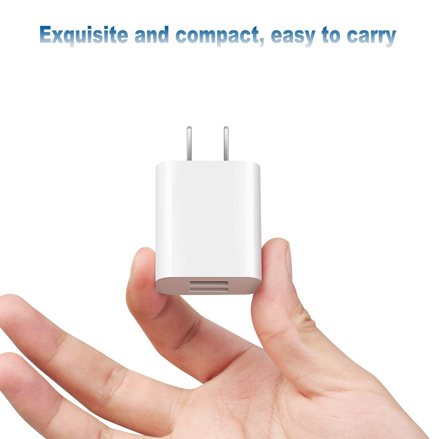 USB Wall Charger Block 2Pack Dual Port Cube Plug Power Charging Adapter Brick for Apple iPhone 15/14/13/12/XS Max/XR/X/8/8 Plus/7/6S/6S Plus/6/SE/5S/5C/iPad Mini/Air/Samsung Galaxy Kindle Fire LG