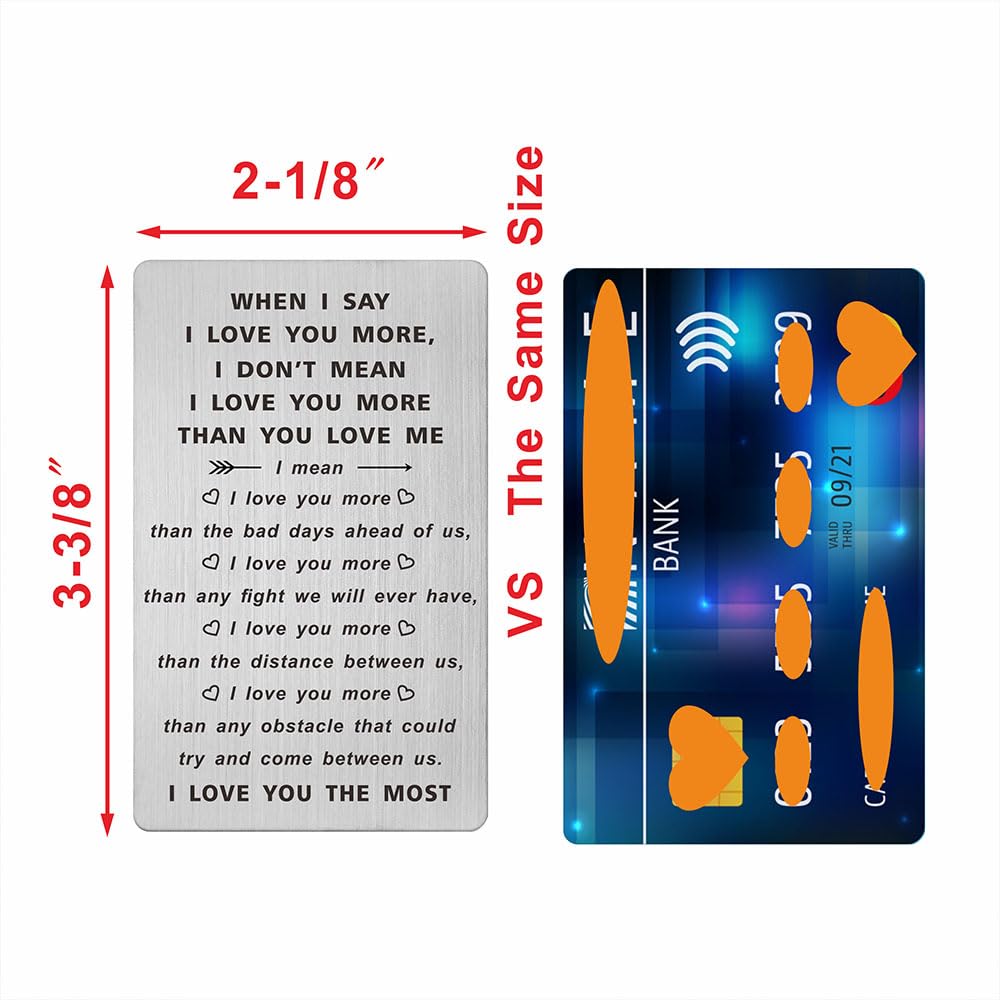 TANWIH When I Say I Love You More Wallet Card, I Love You Gifts for Him Her, Anniversary Cards Gift for Men Husband, Sentimental Long Distance Presents, Valentines Day Gifts, Mens Stocking Stuffers