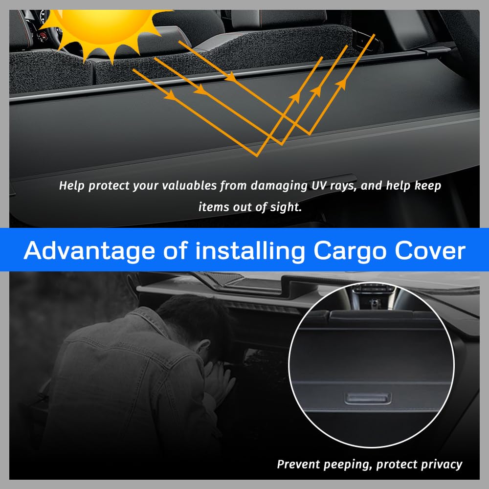 Cargo Cover Compatible with 2023 2024 Honda CRV Accessories (Include Hybrid) Waterproof Retractable Rear Trunk Security Cover Shielding Shade