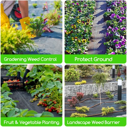 Winisok Weed Barrier Landscape Fabric Heavy Duty, 3FT x 50FT Thicken Garden Fabric Weed Mats, Durable Weeds Control Mulch Breathable Weed Cloth for Landscaping Weed Blocker Garden Bed Cover