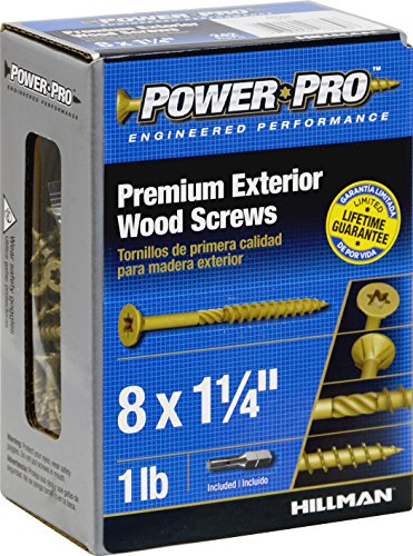 Power Pro 48594 Wood Screws, #8 x 1-1/4", Epoxy Coated Exterior, Torx/Star Drive Included, Coarse Thread, Decking Screws, Outdoor Rust Resistant, Bronze, 1Lb Box, 242pcs