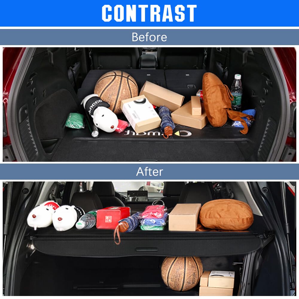 Cargo Cover Compatible with 2023 2024 Honda CRV Accessories (Include Hybrid) Waterproof Retractable Rear Trunk Security Cover Shielding Shade