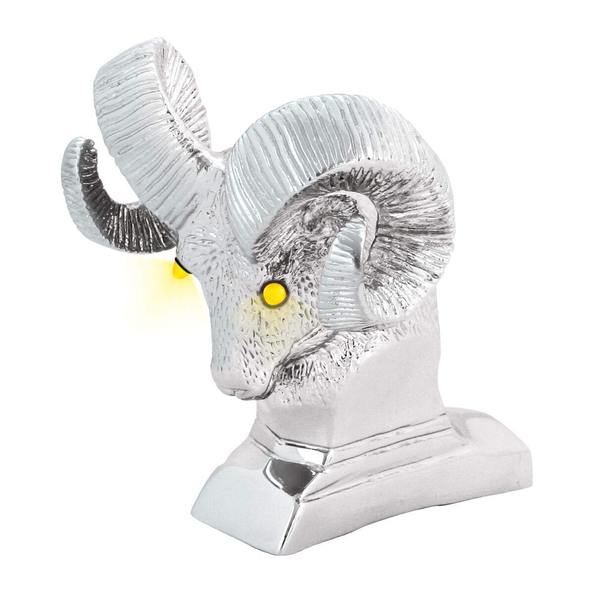 GG Grand General 48046 Chrome Ram's Head Hood Ornament with Amber LED Eyes