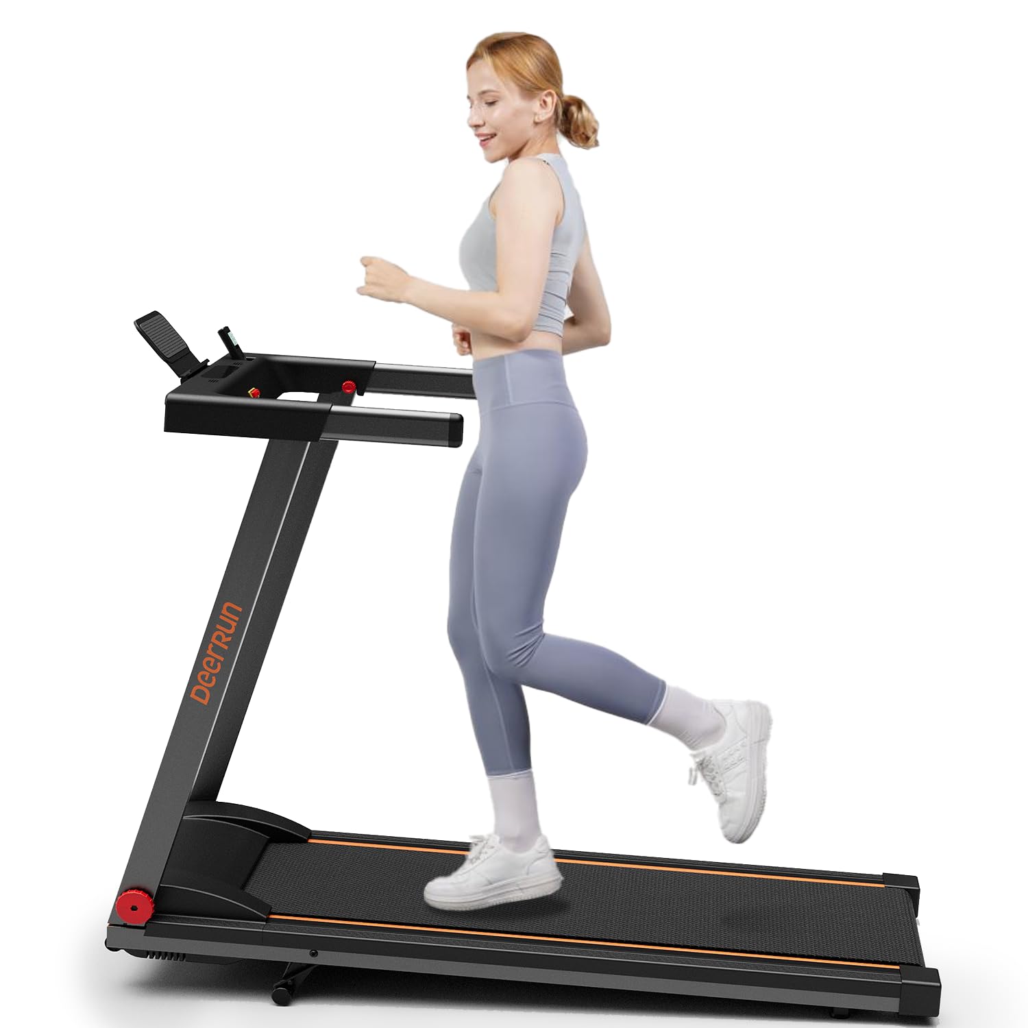 DeerRun Treadmills for Home with Incline and Handles, 3 HP Foldable Treadmill for Small Spaces, Folding Running Machine with Smart APP