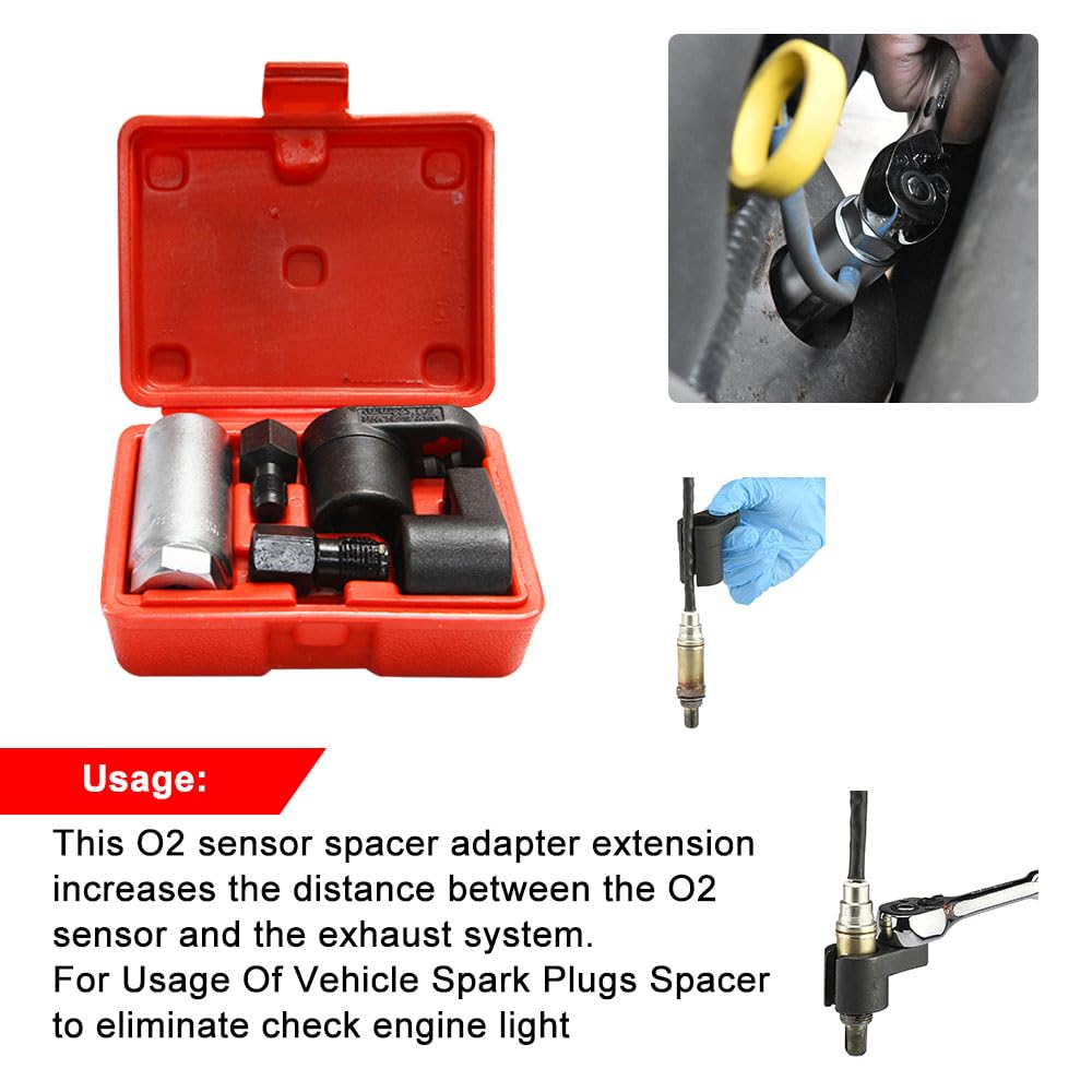 A ABIGAIL 5 PCS Automotive O2 Oxygen Sensor Socket Offset 02 sensor Wrench Remover Tool and Thread Chaser Tool
