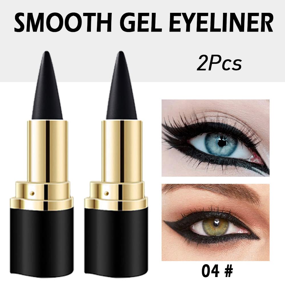 Kaely 2Pcs Black Gel Eyeliner Pencil,Natural Black Eyeliner Cream Waterproof Smudge Proof,Eye Liner Black Smokey Eyeshadow Palette Stick Crayon,Goth Halloween Makeup,delineador de ojos contra el agua