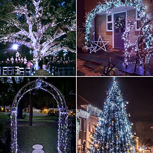 JMEXSUSS White Solar String Lights Outdoor Waterproof, 2 Pack Each 33FT 100 LED Solar Fairy Lights, 8 Modes Solar Christmas Lights for Outside Tree Garden Patio Wedding Decorations