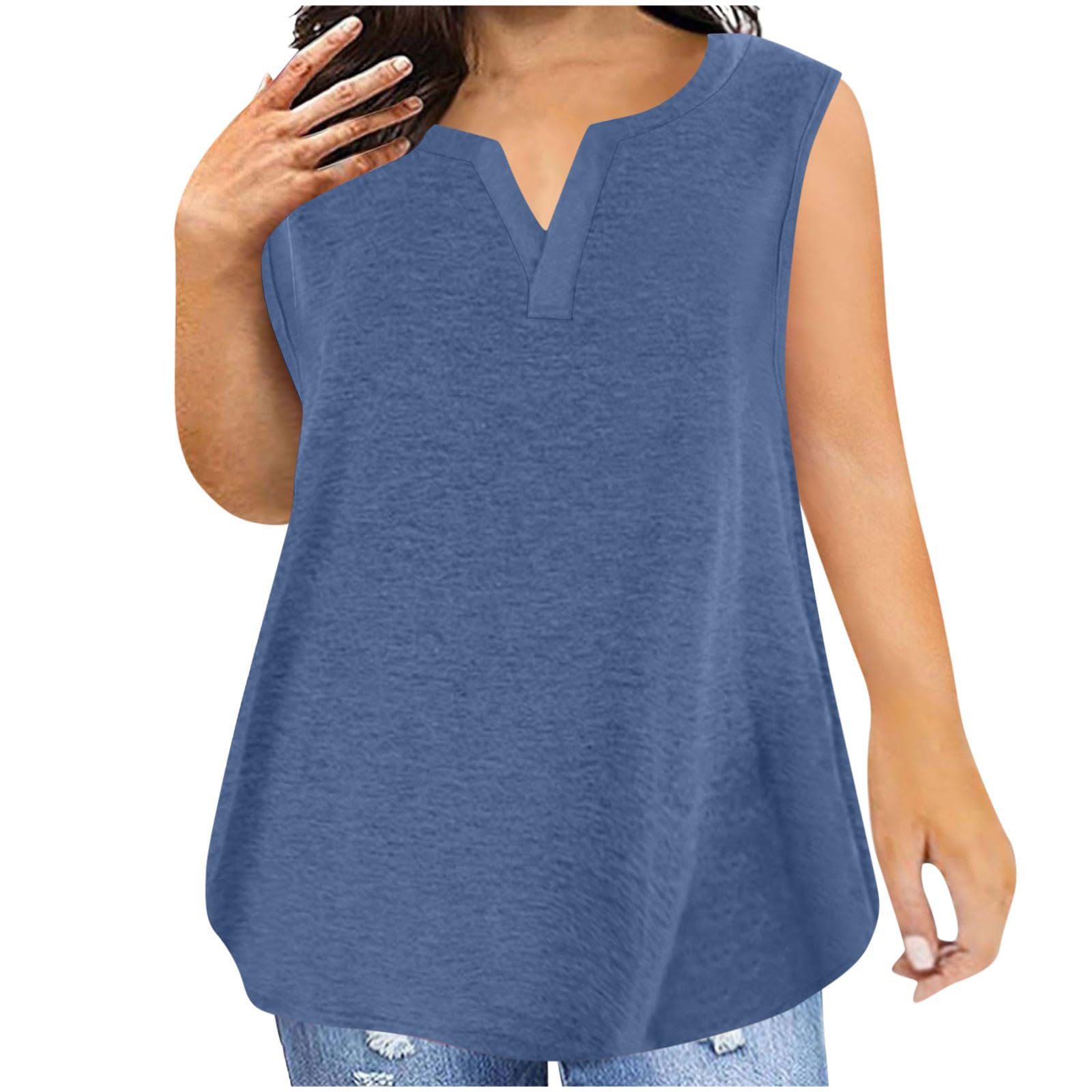 Ladies Spring Tops Plus Size Tank Tops for Women Casaul Plus Size Loose Fitted Soft Classiac Solid Blouses Comfy Summer Holiday Shirts